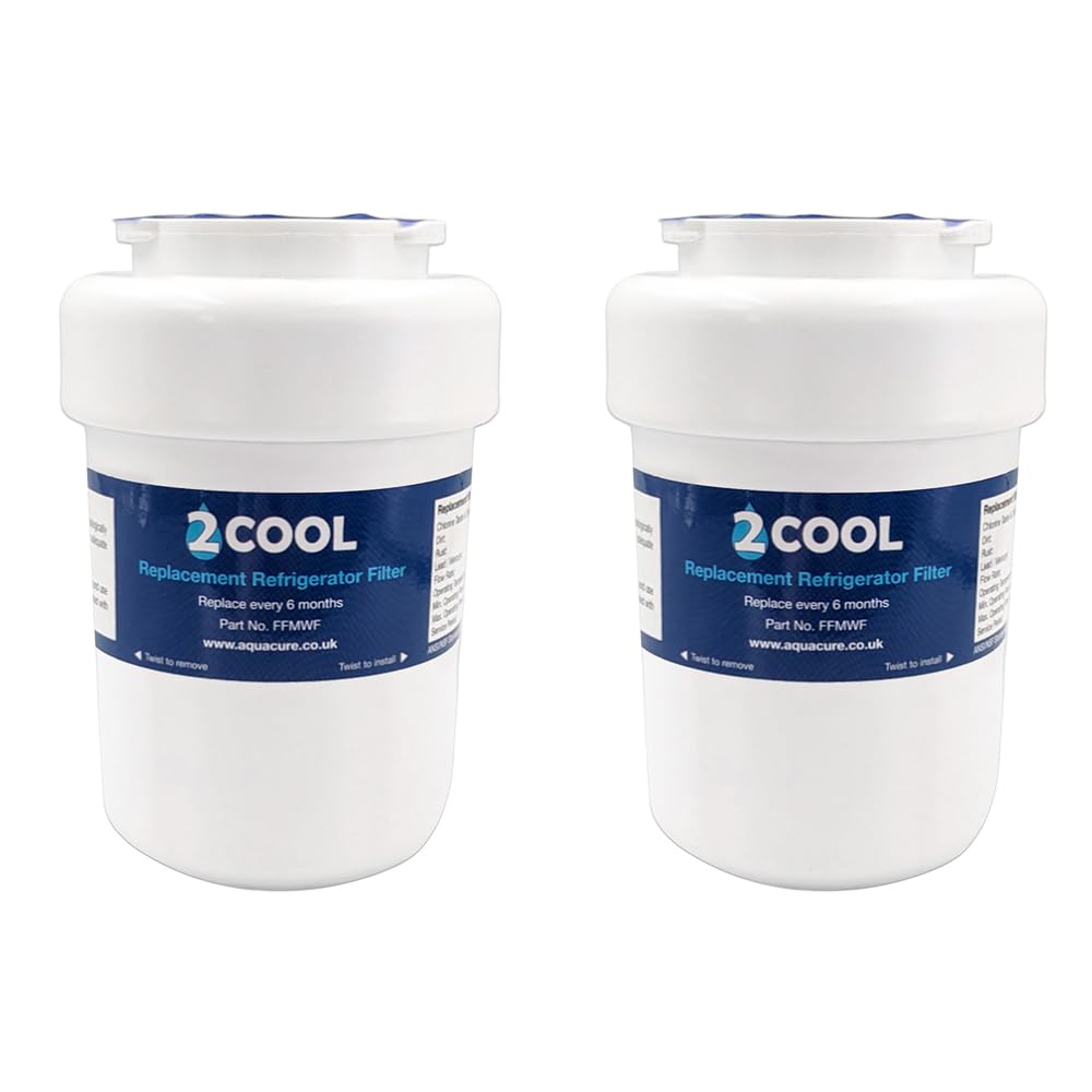 2COOL GE MWP Smart Water Compatible Refrigerator Water Filter | American Fridge Freezer Water Dispenser & Ice Filter | Water Filter Cartridge for GE MWF Smart Water, Hotpoint, Amana & Kenmore -2 Pack