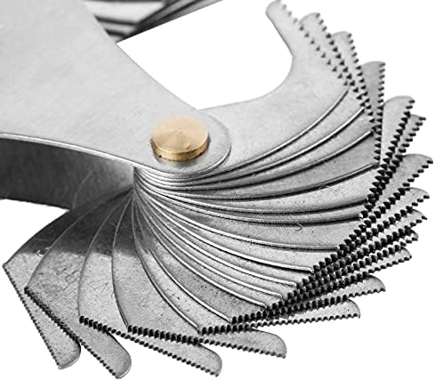 Gasea 51pcs Thread Pitch Gauge Tool SEA Stainless Steel Screw Thread Pitch Cutting Gauge Caliper US Type 60 Degree Centre 4-84 TPI Gauge Caliper Gages Measuring Tool