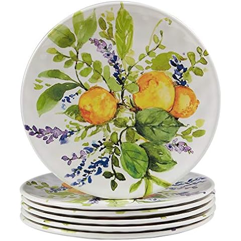 Certified Int. Lemon Zest Melamine Salad Plates, Set of 6 Cover