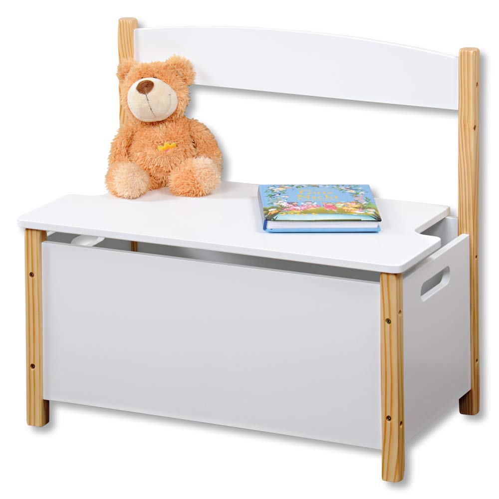 Kesper | Banc pour Enfants, Matériau : Panneau de Particules, Dimensions: l 60 H 56 P 34,5 cm, Couleur : Blanc | 17713 13
