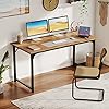 Flrrtenv 55 Inch Modern Simple Study Desk, Rustic Brown Wood PC Desk #1