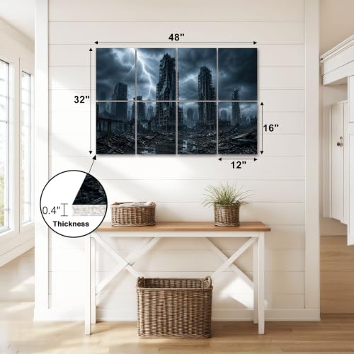 8 Pack de Paneles Acústicos Artísticos para Absorción de Sonido con Diseño de Paisaje Post Apocalíptico Decorativos para Estudio de Grabación en Casa 48"x32" miniatura 2