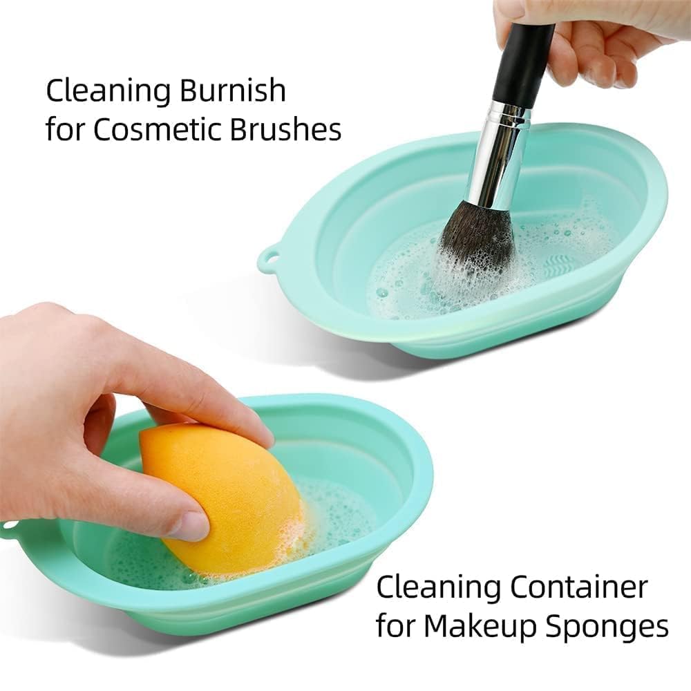 Orbica Makeup Brush Cleaning Mat, Soft and Durable Silicone Cosmetic Cleaner Pad, Foldable Makeup Brush Cleaning Bowl, Portable Washing Tool Scrubber with 4 Textures (Pack Of 1) 4