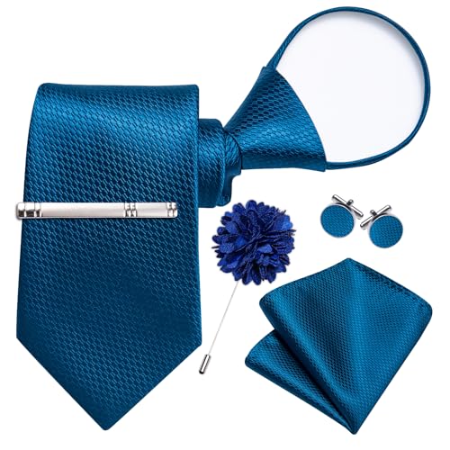 Image of DiBanGu Silk Pre-tied Ties for Men Formal Adjustable Necktie Set