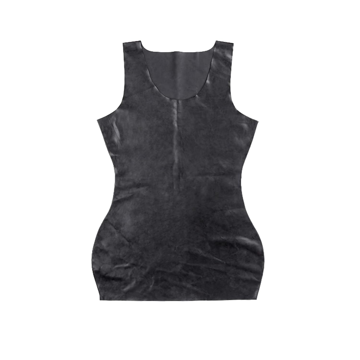 Vestido Corto de Látex para Mujer para Fiesta Club Ajustado,Falda Goma Látex Negro Liso Hecho a Mano