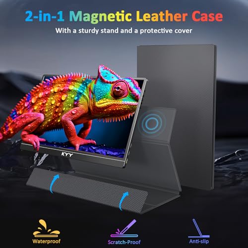 Image of KYY 4K Portable Monitor for Laptop, 15.6'' Computer Screen Extender UHD 3840x2160,100% sRGB, 400 Nits, IPS Travel Monitor w /Speakers & Smart Cover for Laptop Xbox PS5 Switch PC Phone, VESA Compatible