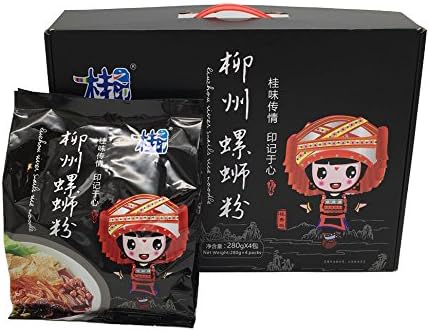 4 packs GuangXi LiuZhou Specialty Spicy Hot Instant Rice Noodle Vermicelli Snail Noodle Luo Si Fen Luo Shi Fen Luosifen luoshifen 螺蛳粉 螺螄粉 (4 packs Set (280g x 4)))
