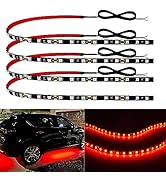 12V Led Light Strip 18" Connectable Red Led Strip Lights for Car Motorcycle Golf Cart Automotive ...