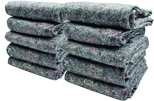 REDLACK - Lot de 10 Couvertures de Déménagement 150x200 cm – Protection Meubles Transport Stockage travaux – Textile Recyclé 350g/m² Gris
