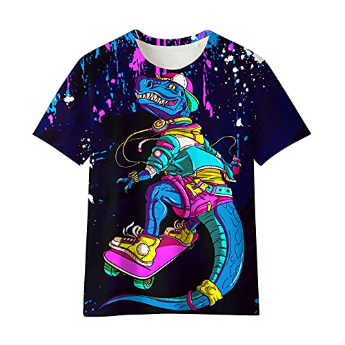 SYAIMN Youth Kids Short Sleeve Shirts 3D Printing Novelty Shirt for Boys Girls Round Neck Tees 14-16 Years