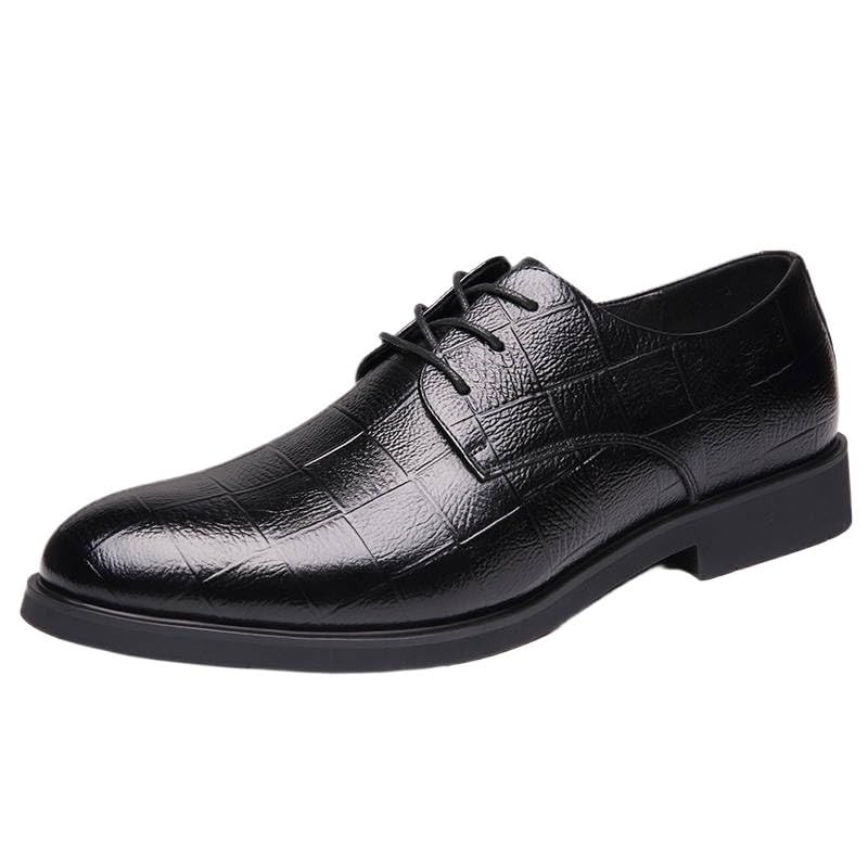 Dress Oxford for Men Men's Leather Low Heel Oxfords Fashion Classic Round-Toe Lace Up Business Dress Shoes Casual Comfortable Formal Work Wedding Shoes