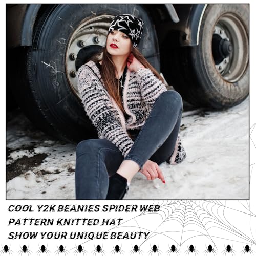 Image of Ramede 4 Pcs Y2k Beanie - Double Sided Graphic Beanies for Men and Women, Acrylic Knitted Y2k Hats Accessories