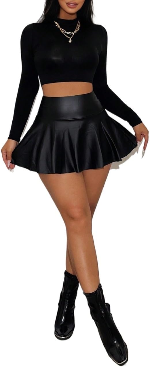 SECOLI Women's 2024 Summer Casual Mini Skorts Skort With Ruffle Hem, X-Small, Black