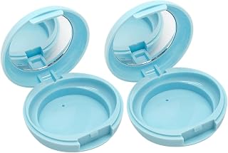 1 juego de 2 cajas vacías para rubor con espejo, caja suelta vacía, contenedor de cosméticos, dispensador de tarros de belleza, caja recargable, maquillaje compacto, color azul