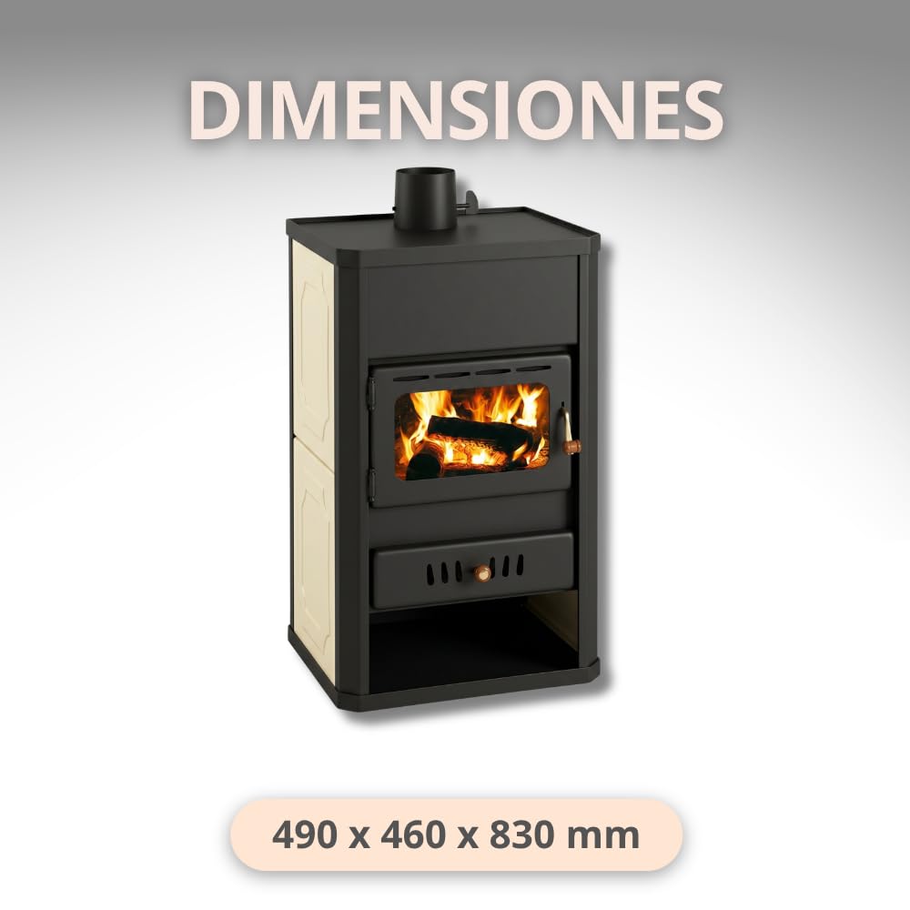 Prity S1 W10 - Estufa de leña con revestimiento de agua de 10 kW | calefacción central | certificado CE | estufa de leña independiente