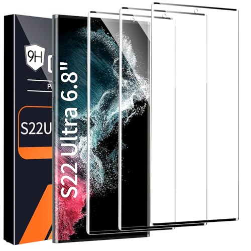 3 Pack HD Clear Tempered Glass Screen Protector for Samsung Galaxy S22 Ultra 5G, Fingerprint Unlock,...
