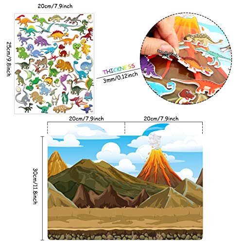 Tevxj WP0222 3D Dinosaurs Puffy Sticker Play Set Gifts Sticker Book Dinosaurs Window Gel Clings Decals Home Airplane Classroom Nursery Dinosaurs Party Supplies Decorations Removable 100 Reusable Puffy Stickers thumb #1