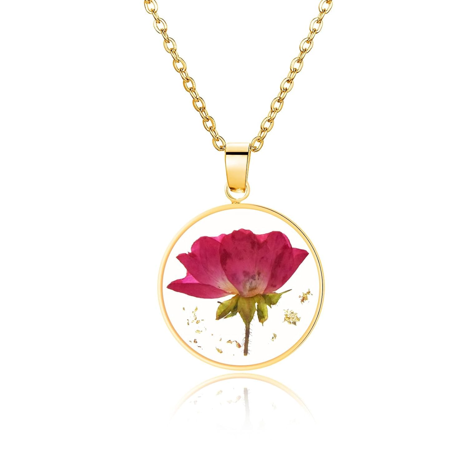 Pressed Flower Necklace Gift for Women | Personalized Handmade Necklaces | Birth Flower Necklace