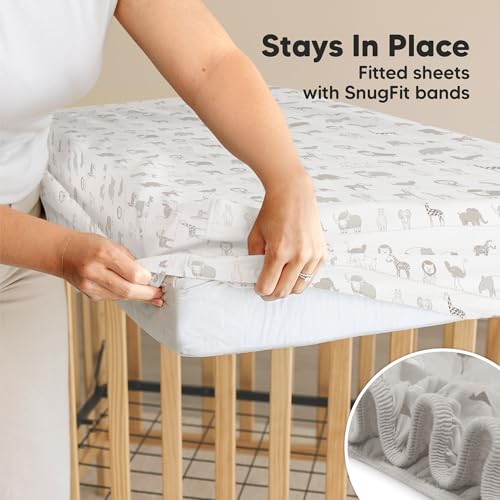 Image of 2-Pack Waterproof Crib Sheets for Boys, Girls, 52x28 Fitted (Savannah) | Organic Cotton Baby Crib Sheets, Toddler Mattress Protector Cover, Washable, Soft & Durable Baby Bedding Essentials