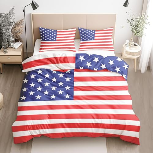 Générique Parure de Lit 220x240 Adulte USA Housse de Couette 220x240 Drapeau National Linge de...