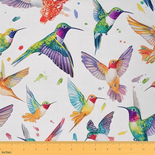 Feelyou Kids Hummingbird Fabric by The Yard 1 Yard Tropical Birds Upholstery Fabric for Chairs Vibrant Color Design Decorative Waterproof Women Men Farmhouse Garden Fabric for Home DIY Projects
