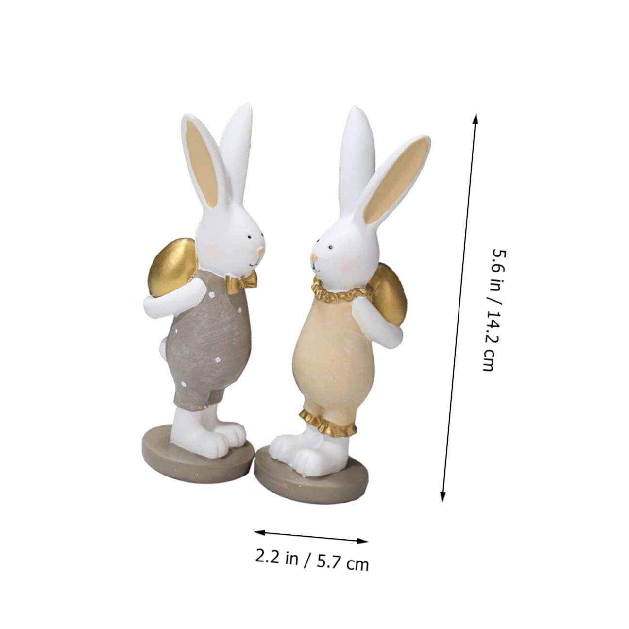 VALICLUD Decorazioni Pasquali 2 Pezzi Coniglio in Resina con Uovo Realistico per Festa di Pasqua, Ornamenti da Tavolo Sicuri e Resistenti