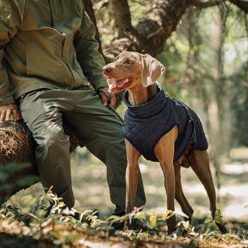 大型犬用冬用防水犬用コート、犬用タートルネック反射ジャケット、暖かいペット用冬用コート、小型・中型・大型犬用ハーネスホール付きペット用パファージャケット,ブルー,S