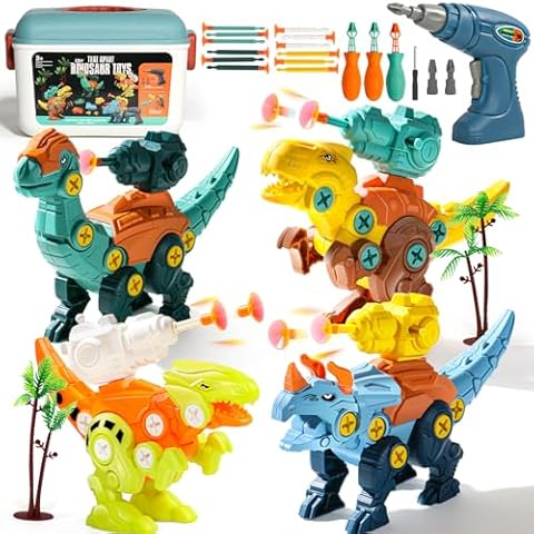 Fajiabao Dinosaur Toys for 3 4 5 Year Old Boys, Take Apart Dinosaur Toys for Kids, STEM Building Kids Toys with Electric Drill Construction Birthday for Kids Girls Boys Toys Age 3-8 Year Old Cover