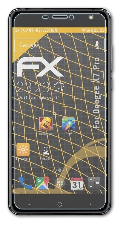 atFoliX Película Protectora compatible con Doogee X7 Pro Lámina Protectora de Pantalla, antirreflejos y amortiguadores FX Protector Película (3X)