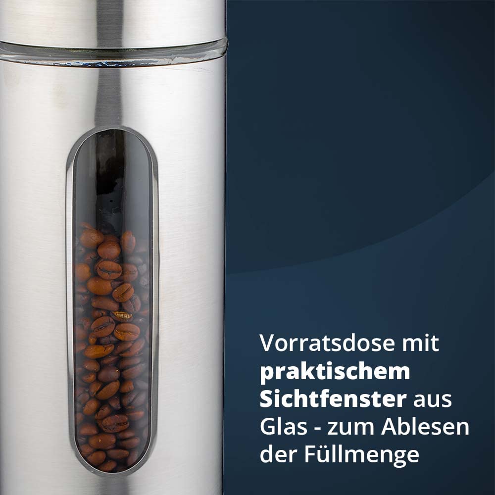 for friends Vorratsdosen mit Sichtfenster rund aus Edelstahl in Silber mit Glas-Ausschnitt 9er Set | Vorratsbehälter Küche mit Deckel | Aufbewahrungsbehälter für Lebensmittel | Durchmesser 10 cm