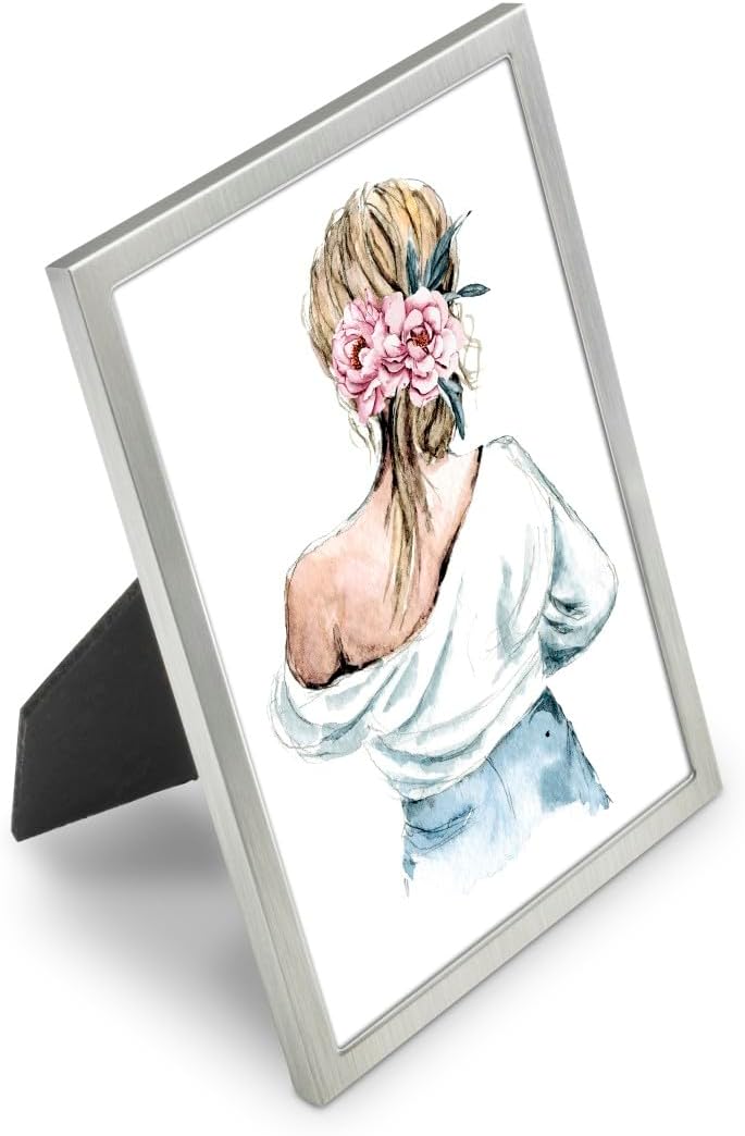 Hama Picture Frame 10 x 15 cm (Photo Frame, Portrait Frame, Portrait Format, Landscape Format, for Hanging or Standing, Velvet Backing, Glass Pane, Picture Size 10 x 15 cm) Silver