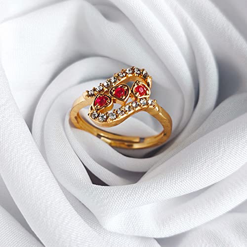 Solitaire Crystal and Ruby Stone Ring (FR1103151GRed)