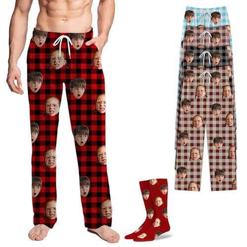 Personalized Pajama Pants with Photo - Custom Polyester Funny Picture Pajama Pants for Men Women Birthday Christmas Gifts