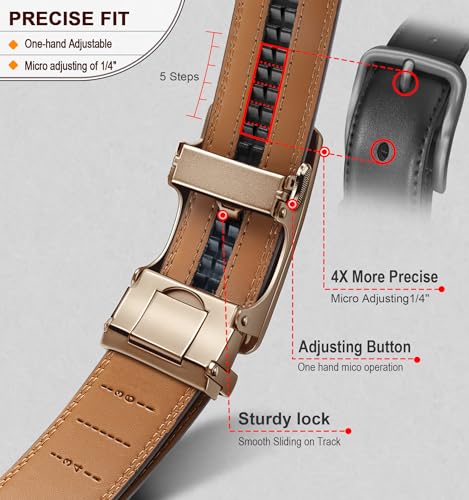 Image of Men's Belt,Bulliant Leather Adjustable Belt for Men Dress Casual 1 3 /8,Trim to Fit