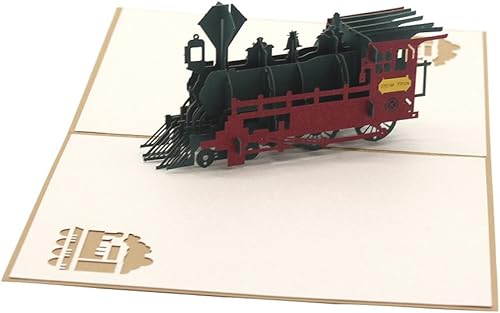 Miniatura 2 de Cute Star Tarjetas de felicitación 3D de tren retro con sobre, regalo para el día del padre, día de Acción de Gracias, cumpleaños, mejor deseo,