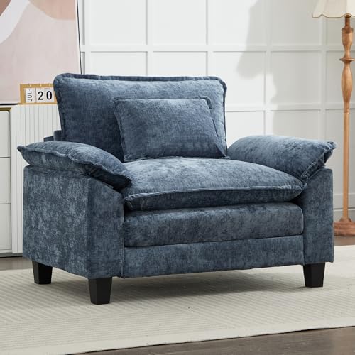 Sillón Plegable Chenille Azul Menta miniatura 1