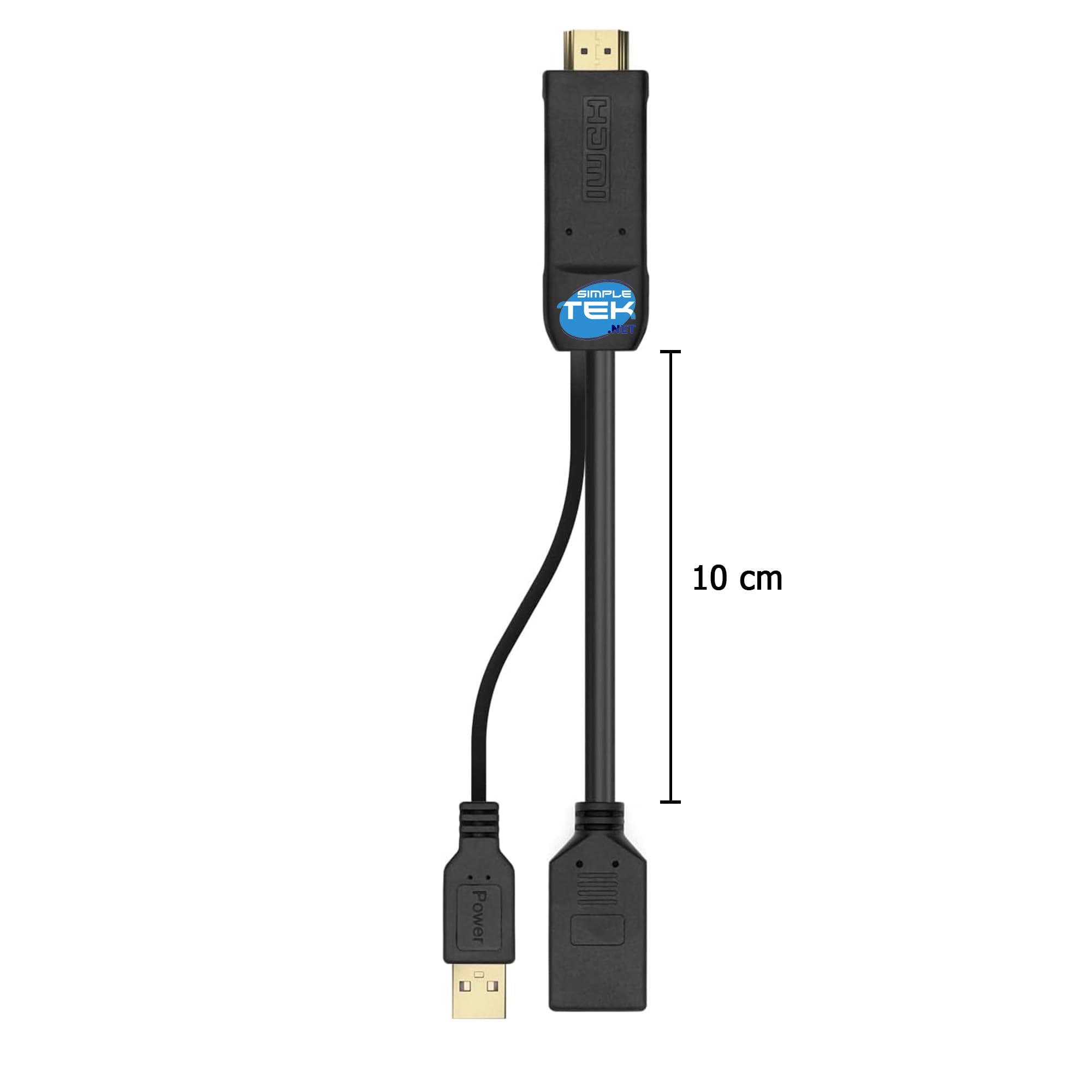 SIMPLETEK - Adaptateur actif HDMI mâle vers DisplayPort femelle avec alimentation USB-A - Prise en charge 4K@30Hz, audio 7.1, 10 cm