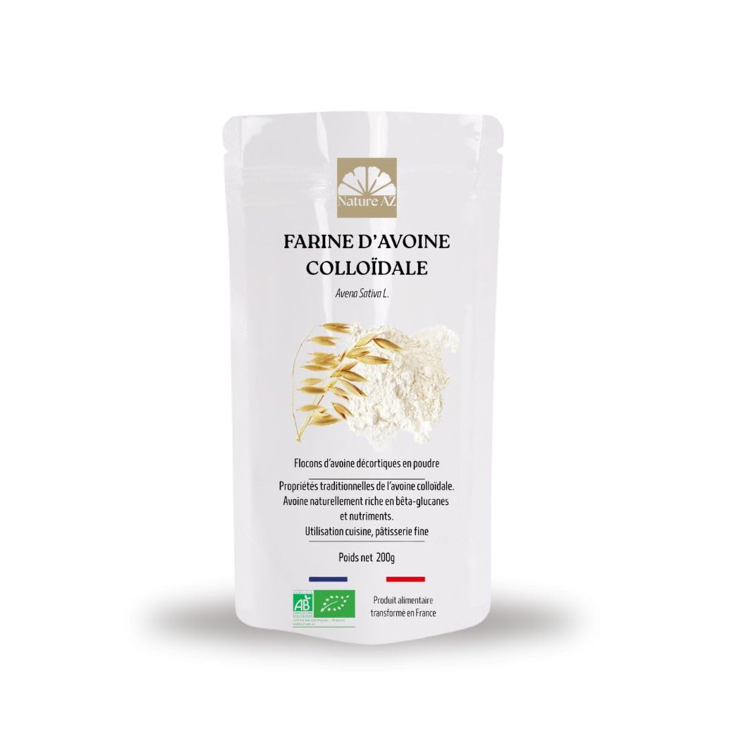 Avoine Colloïdale Bio Poudre Ultra-Fine – Riche en Bêta-Glucanes & Avénanthramides – Fibres & Protéines – Porridge, Smoothie, Usage Libre – 200g – Production Française