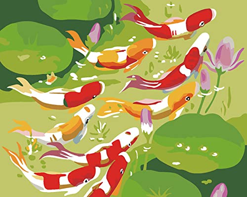 Kit point de croix cadeau de Noël idéal Motif poissons et lotus toile 11CT