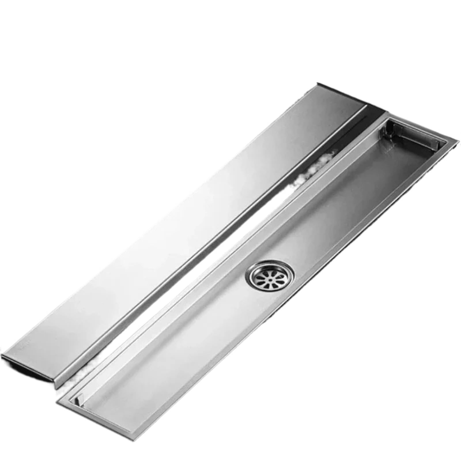 Linear Shower Drain 10cm Bathroom Shower Floor Drain Rectangular Concealed 304 Stainless Steel