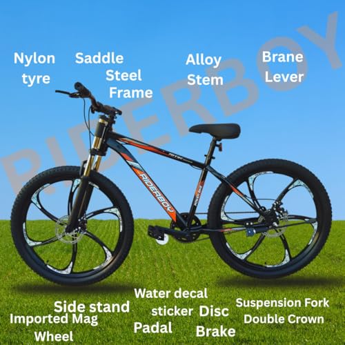 Image of RIDERBOY 26 Inch Mountain Cycle, Single Speed, Black, Steel Frame, Wire Brakes, for Boys & Girls 13+ Years
