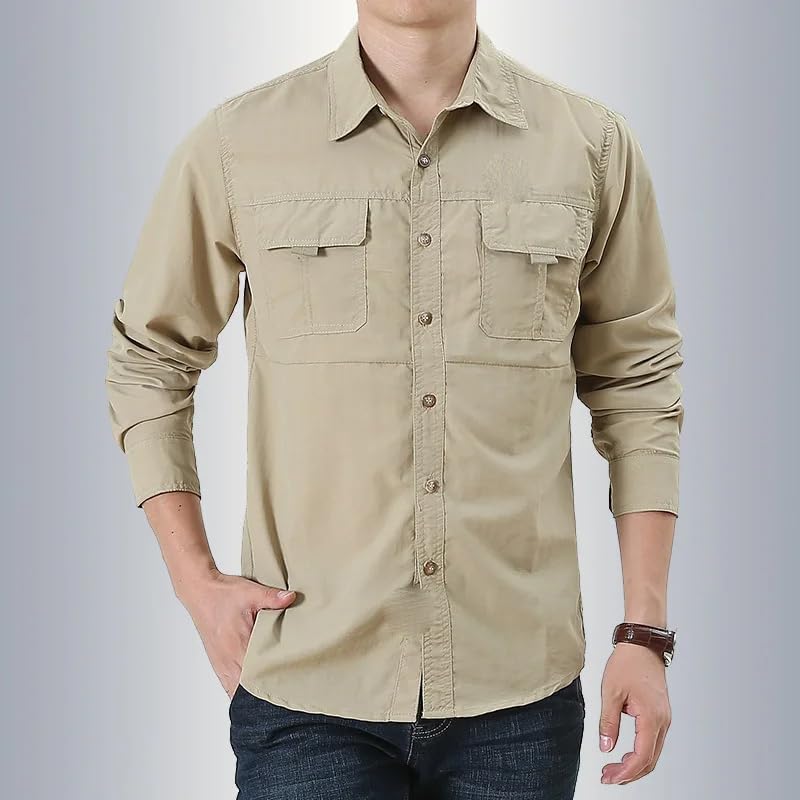 Camisa táctica de manga larga para hombre con cuello abatible 5