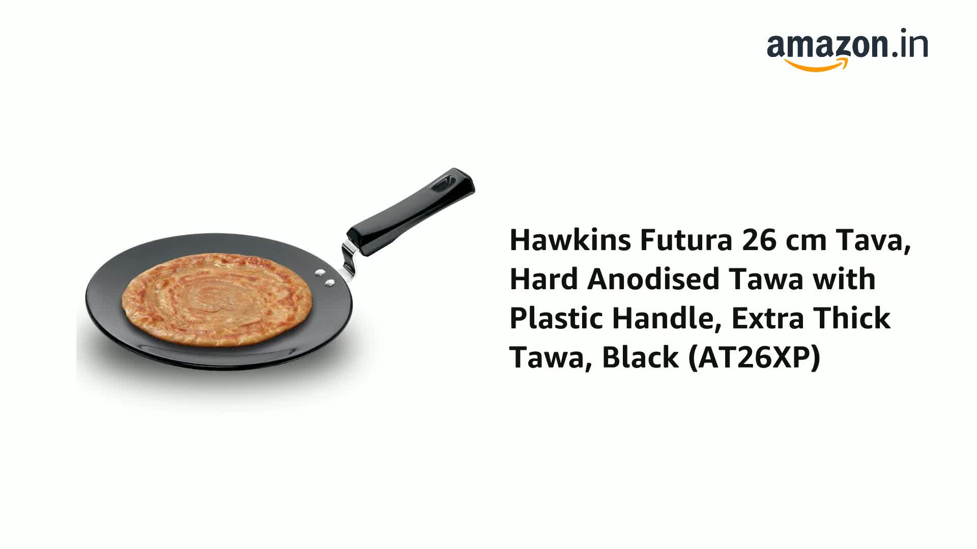 Hawkins Futura 26 cm Tava, Hard Anodised Tawa with Plastic Handle
