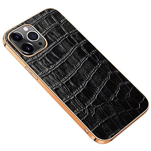 Coque en cuir iPhone 11 12 13 14 Pro Max étui rigide motif crocodile