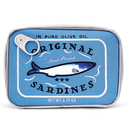 La mejor comparación de Cosmetiqueras de Moda favoritos de las personas. 45 Cessfle - Bolsa de maquillaje con forma de sardinas enlatadas para maquillaje creativo lindo con forma de pez, azul, moda