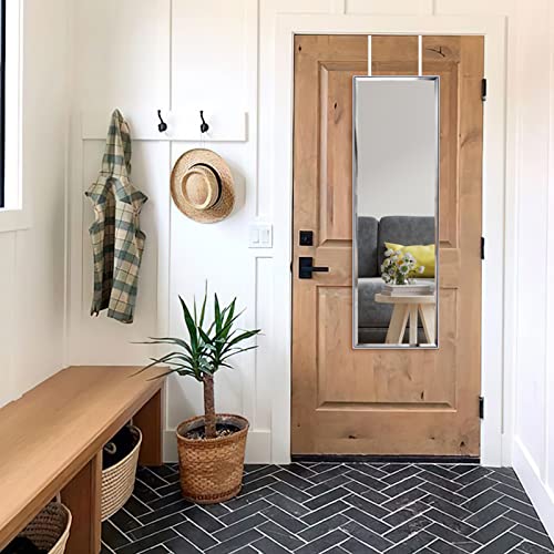 Petaflop 14X48 Inch Full Length Mirror Wall Mounted Or Over The Door Hanging, Large Body Mirror With Rectangular Framed For Bedroom Bathroom Living Room Decor, White #TOP1