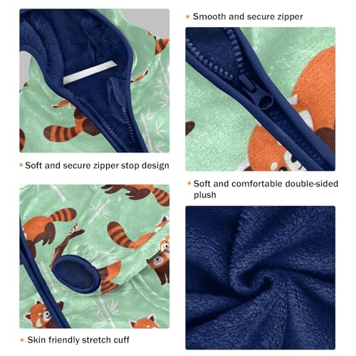 CHIFIGNO Cute Red Pandas Mint Toddler Boy Thick Soft Fleece Outerwear Jackets with Polar Fleece Lining 3T3