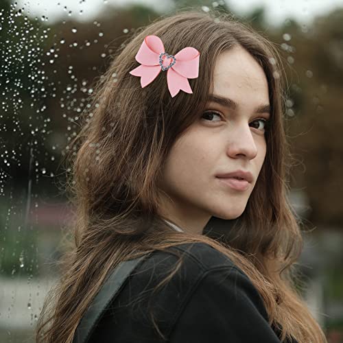 Valentine Hair Clips With Love Heart, Handmade Small Hair Bows With Rhinestones, 3 Pcs Party Decor Hair Accessories For Kids Girls Headwear #TOP2