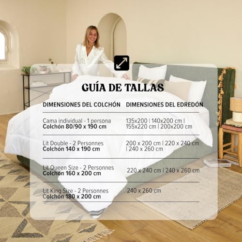 Edredón para todo el año 200x220 de dos piezas combinables con botones de 300 y 150 gsm 8