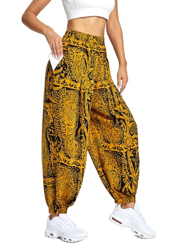 Rexspek Yogahose Damen Lang Damen Leicht Yogahose Pumphose Hippie Hose Kleidung M
